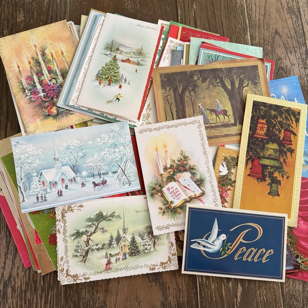*Lot Of 20* 1970s Christmas Cards Used Mixed Lot Scrapbook Decor Classic Art - Picture 4 of 4